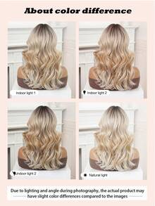 Tóc giả dài 18 inch màu vàng mật ong, kiểu balayage, tóc xoăn bồng bềnh, thích hợp cho nữ, dùng hàng ngày, dự tiệc, cosplay, Halloween, quà tặng Giáng sinh. - Tóc vàng ombre - Xem 10