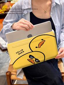 1个PU皮革磁性防震内套，卡通黄鸭图案，适用于MacBook Pro 16英寸、Neo 13英寸、Galaxy TAB S10 Ultra和Metabook 14英寸、11英寸/13英寸笔记本电脑，轻巧便携，360°四角保护，可用作鼠标垫/收纳包，商务/学习/旅行必备配件，男女通用 - 查看 5