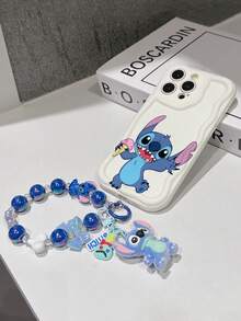 Disney Has Authorized, Phone Case - Chain Set, The Stitch Lilo & Stitch Phone Case Plus A Silicone 3D Or Fluffy Style Stitch Bracelet With Metallic Ring Removable Bracelet, Stitch And Angel Pattern, Compatible With Iphone 17/16/15/14/13/12/11/XS/XR/X Plus Pro Max, Wavy Design Phone Case For Girl, A Stylish Cartoon Summer Phone Case, The Perfect Gift Choice, Phone Protection, Durable Phone Cover, Great Gift For Friends And Family - Kiểu trắng B - Xem 6