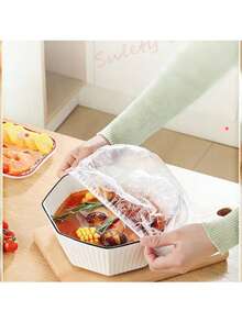 100pcs/400pcs Elastic Plastic Food Covers, Adjustable Stretch Bowl Seals, Kitchen Food Wrap, Mixed Colors, For Leftover Storage - Multicolor - View 5