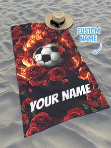 Personalized Children's Beach Towel, Perfect Summer Birthday Gift, Suitable For Various Summer Occasions. Customizable Beach Towel And Accessories, Applicable For Beach, Swimming Pool, Travel, Camping, Yoga And Other Scenarios. - Multicolor - View 4