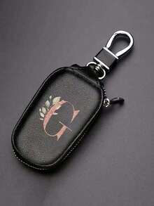 Zipper Keychain - Fashionable Red Flower Gold Letter (A-Y) Design, PU Leather Organizer, Suitable For Car, Home And Office Keys, Great For Valentine's Day, Graduation, Teacher's Day Gifts, Unisex, Travel Accessory, Elegant Jewelry, High-Quality Craftsmanship, Professional Accessory - Multicolor - View 19