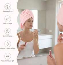 Asciugamani per capelli - Grigio + Rosa - Visualizzare 7
