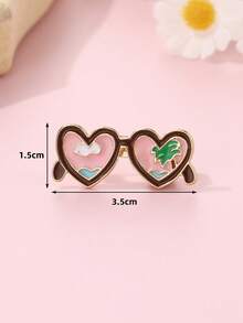 1pc Cute & Fashionable Enameled Drip Oil Glasses Brooch, Creative Summer Beach Style Decor For Daily Wear, Gift, Holiday - Multicolor - View 6