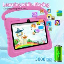 Qetupa 7 Zoll Kinder Tablet Android 13 Quad Core 3GB RAM 32GB ROM 3500mAh Bluetooth Kinder Software Tablet 3-14 Jahre alt mit Silikon Schutzhülle - Blau - Übersicht 2