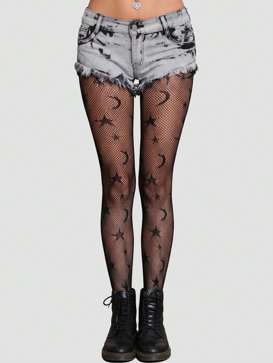 3 Pairs Black Fishnet Tights, Sexy High Waist Fishnet Stockings For Women, Stretchy Fishnets - Black - View 1