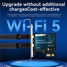 VegGieg AC1200 双频 PCI-E 无线网卡，台式机 WiFi5 + 蓝牙 4.2 二合一游戏办公接收器 - 彩色 - 查看 4