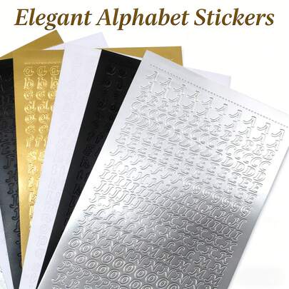 2张3D立体金银闪亮字母贴纸，乙烯基材质，包含大小写字母，迷你相册剪贴簿贴纸，自粘字母贴纸，适合相框装饰礼品，非常适合DIY，自由组合，适用于手工制作，易于使用的装饰点缀