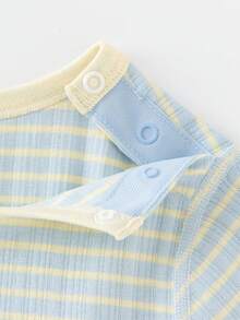 mini bala Baby Home Pajama Set, Soft Modal Breathable Summer Outfit 2026 - Blue and Yellow - View 7