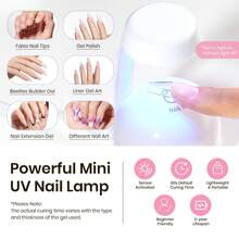 Beetles 224Pcs 16Sizes Tipex Gel Nail Kit, Medium Coffin C Curved Apex Nail Tips, Pre-Building Acrylic Nails With Tipex Nail Glue, Mini Nail Lamp & Nail File For DIY & Salon Use - 224Pcs 16Sizes Medium Coffin - 查看 7