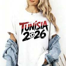 Morocco 2026 World Cup Soccer Fan T-Shirt, Moroccan Flag Football Lover Tee, Atlas Lions World Cup 2026 Supporter Shirt, Morocco National Team Gift,Women's Graphic Print Round Neck Short Sleeve T-Shirt, Summer Casual - 白17 - 查看 1