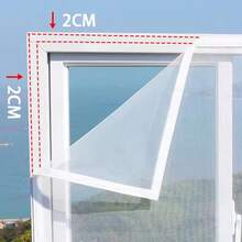 1pc Summer Anti-Mosquito Mesh Net, Nano DIY Window Mosquito Net, Portable Installation No Drill Adhesive Hook And Loop Window Screen Protector - White Mesh With White Trim - View 19