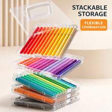 1 pieza Juego de arte creativo de 36/60/84 colores, tinta suave, caja portátil, adecuado para pintura, bocetos, colorear, caligrafía, manualidades, gran regalo para niños y adultos, artistas, maestros, estudiantes - 36 colores/juego - Ver 2