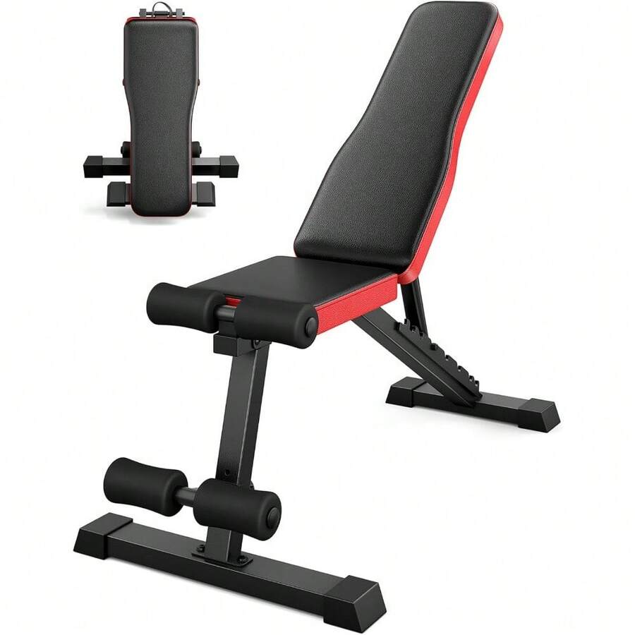Black Adjustable Foldable Weight Bench, Multi-Position Workout Bench For Home Gym Full Body Training - mặc định - Xem 1