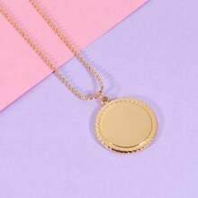Customized Engraved Stainless Steel Round Pendant Necklace, Can Engrave Name And Date, Includes Personalized Text Engraving, Comes With Chain, Gift For Loved One - Multicolor - View 13