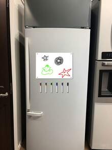 1pc Ceramic White Magnetic Sticker, Blank Refrigerator Magnet, Whiteboard - White - View 7