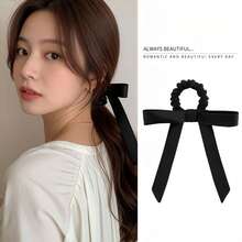 1pc Light Grey Bow Hair Scrunchie - Light Grey - View 3