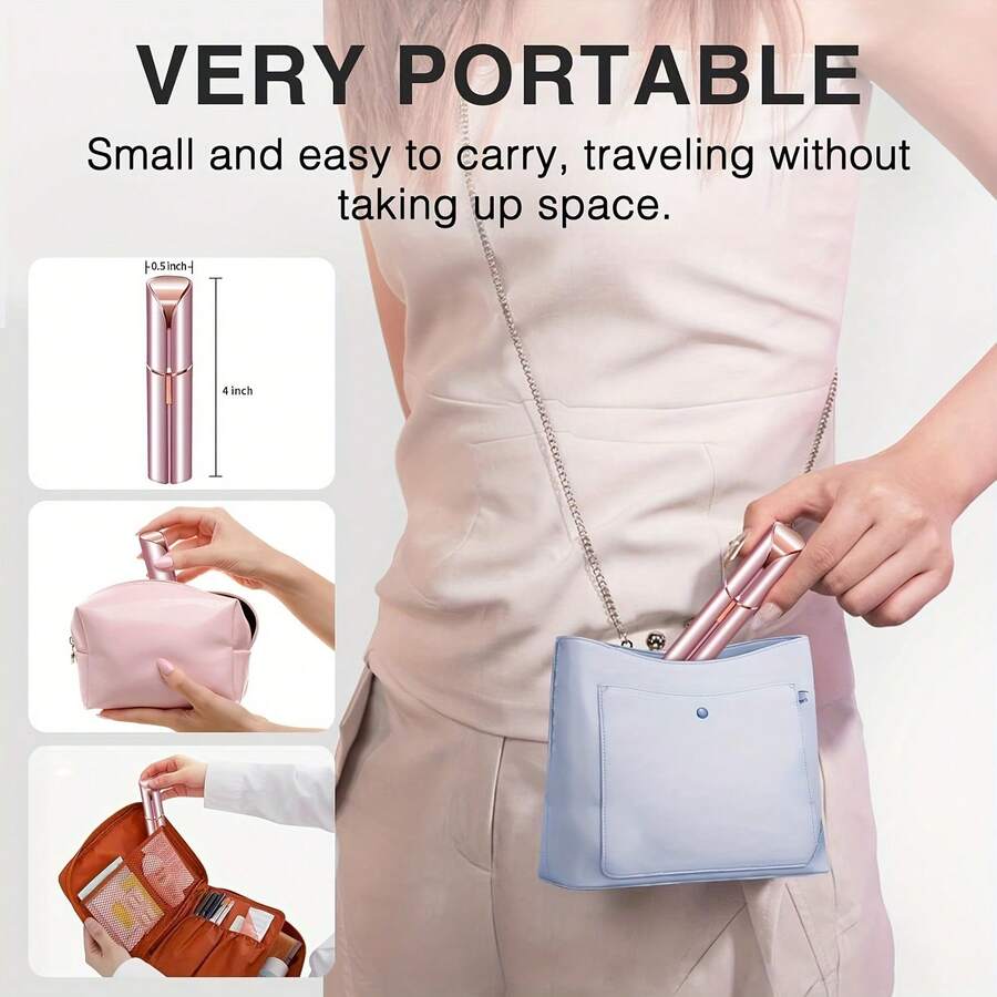 1pc Aesthetic Mini Lipstick Design Electric Women's Facial Hair Remover, USB Rechargeable Painless Facial Trimmer, Portable Compact Shaver For Lip And Peach Fuzz, Essential Travel Beauty Tool