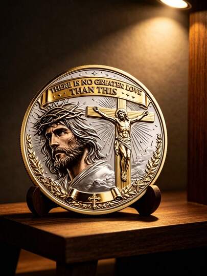 1枚纪念币“无条件的爱的复活”——收藏版宗教纪念币，适合展示，可作为基督教礼物或教会历史纪念品——根据历史原型复制，理想的复活节礼物
