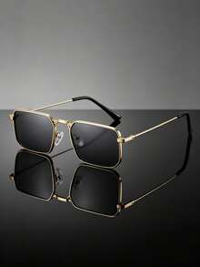 1 pieza Gafas cuadradas de metal clásicas y casuales de estilo retro para hombres - multicolor - Ver 2