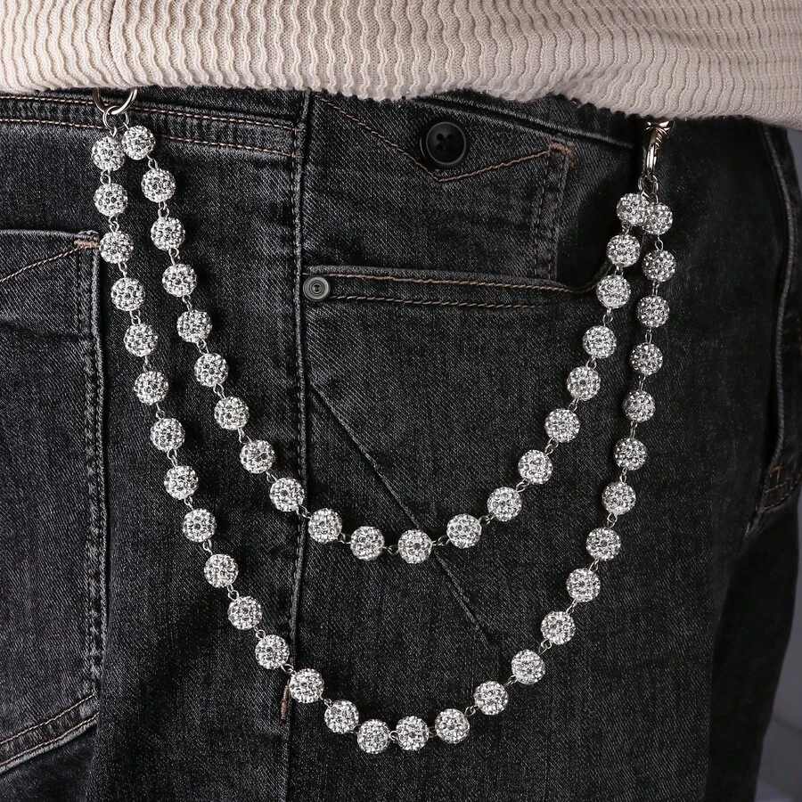 Móc khóa đính đá phong cách đường phố Harajuku cho nam, ví, thắt lưng, quần hip hop, quần jeans, trang sức rock.