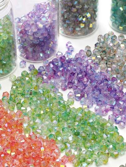 10克/包 亚克力扁平隔珠 - 多色刻面散珠，适用于珠宝制作、手链、项链、耳环和DIY工艺品，珠宝制作隔珠，工艺珠子材料