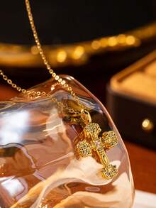 1 pezzo Collana con ciondolo a croce alla moda e versatile, adatta per decorazione e uso quotidiano, può essere regalata come dono di preghiera e benedizione a famiglia, amici e studenti - Multicolore - Visualizzare 5