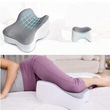 Dieses Beinkissen aus Memory-Schaum bietet hervorragende Unterstützung und Atmungsaktivität. Es ist abnehmbar und waschbar und verfügt über ein ergonomisches, halbzylindrisches Stützkissen sowie einen abnehmbaren, waschbaren Kissenbezug. Es eignet sich ideal zum Entspannen zu Hause, auf Reisen und für den täglichen Komfort. - Grau - Übersicht 5