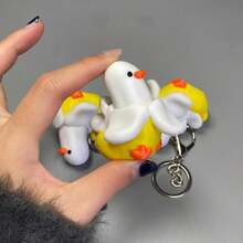 1pc Banana Duck Keychain, Smooth Texture Stress Relief Clicker Toy, Birthday/Holiday Gift - Multicolor - View 6