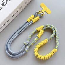 1pc Long Dopamine Color Block Woven Lanyard, Detachable Halter Phone Lanyard, Crossbody Or Wrist Strap, Handmade Cute Phone Case Lanyard For Outdoor Travel, Anti-Lost - Multicolor - View 4