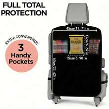 Protector de asiento trasero de coche a prueba de agua con 3 bolsillos de malla, cubierta de asiento resistente, protector de pie anti-barro y arañazos, esencial para viajes y autos familiares - A - Ver 4