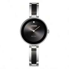 CITIZEN EX1538-50E 女士驾驶腕表，不锈钢双色手镯式表带，时尚黑色表盘，适合作为生日、周年纪念日或情人节礼物送给女友、妻子或姐妹。 - 銀色 - 查看 11