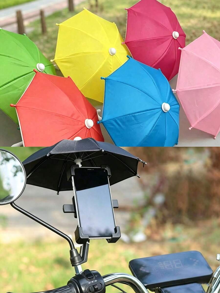 Paraguas mini impermeable, soporte para teléfono de motocicleta/bicicleta, adorno decorativo de jardinería, paraguas en miniatura - Multicolor - Ver 1