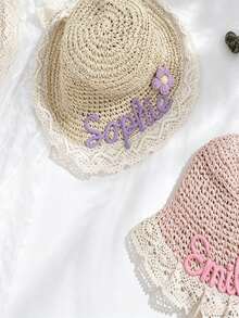 1 pièce Chapeau de soleil en paille personnalisé pour enfants , Chapeau de plage avec nom brodé personnalisé pour tout-petits et enfants , Accessoire d'été unique, Chapeau de soleil en paille pour bébé, Chapeau de plage pour tout-petit, Chapeau avec nom brodé personnalisé pour enfants et adultes, Chapeau de soleil personnalisé avec nom, Accessoire d'été - Multicolore - Voir 6