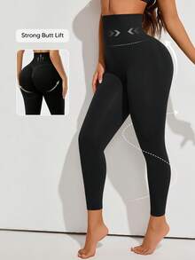 Quần legging nữ không đường may, cạp cao, ôm sát, định hình vóc dáng. - màu đen - Xem 2