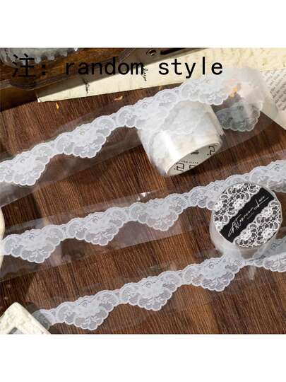 (6 estilos aleatorios) 2m/Rollo de cinta washi con tema de encaje, pegatinas creativas vintage y estéticas, suministros de manualidades decorativas DIY, regalos festivos, artículos de scrapbooking personalizados, papelería escolar