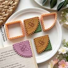 2/3pcs Flower Series Stacking Bookmarks Polymer Clay Tools, Spring Floral Shaped Bookmarks Polymer Clay Molds, Soft Pottery Jewelry Making Molds, Creative Bookmark Jewelry Making DIY Earrings 3D Embossing Cutting Tools, Jewelry Making Supplies - Apricot - View 10