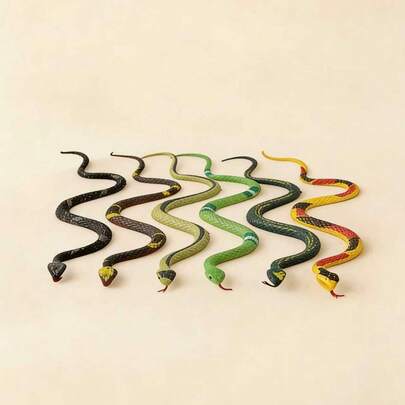 6pcs Realistic Rubber Snake Garden Decor, Joke And Halloween Decoration - Realistic Snake Prank Set, Scare Birds, Snails And Mice - Sturdy Fake Plastic Snake Stakes For Funny Pranks And April Fool