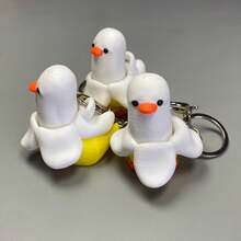 1pc Banana Duck Keychain, Smooth Texture Stress Relief Clicker Toy, Birthday/Holiday Gift - Multicolor - View 3