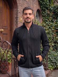 Spring / Autumn Autumn / Winter Regular Fit Knitted Buttons On The Front Zipper - màu đen - Xem 2