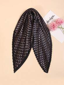 1pc Women's Versatile Bandana Scarf, Crinkle Printed, Suitable For Neck, Hair, Bag Decoration, All Seasons - Black - View 2