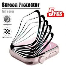 XINHONGYU Bộ 5 miếng dán bảo vệ màn hình TPU chống trầy xước, phủ toàn màn hình, tương thích với Apple Watch Series Ultra 3, Series 11/10/9/8/7/6/5/4/SE3, phù hợp với Ultra 49mm 45mm 40mm 42mm, miếng dán màn hình HD, chống trầy xước và va đập. - 5 cái - Xem 11
