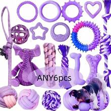 Juego de 2/4/6/9 piezas de juguetes para perros pequeños de color morado, juguetes para masticar, juguetes de cuerda de algodón, juguetes interactivos con el dueño, pelotas interactivas lindas adecuadas para perros pequeños, juguetes para masticar para perros pequeños. Juegos interactivos lindos para perros - Multicolor - Ver 12
