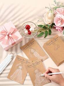 5/10/20 piezas Juego de vestido de novia | Suministros para fiesta de bodas Juego interactivo de adivinanza del vestido de novia Decoraciones, regalos de propuesta a damas de honor, entretenimiento para invitados de boda - Multicolor - Ver 2