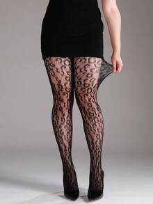1 chiếc quần legging lưới co giãn cao cấp họa tiết da báo, tất lưới đen khoét lỗ gợi cảm cho trang phục Halloween, thời trang. - Nhiều màu - Xem 2