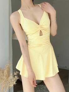 Women Swim Dresses - 8407 Yellow - View 5