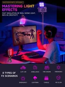 AXNEN New RGB Full-Color Pocket Fill Light, 360° Rotatable Selfie Fill Light, Suitable For Smartphones, Selfie Sticks, Laptops, With Cold Shoe Adapter And Clip, Adjustable Color Temperature, Compatible With Android And IOS, Applicable For Photography, Selfie, Vlog, Etc. - Multicolor - View 4