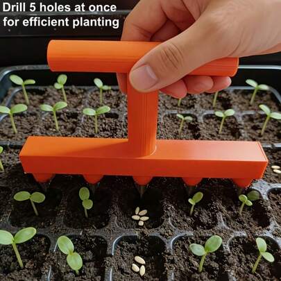 1pc Garden Seeding Hole Puncher, Home Vegetable & Flower Seedling Hole Puncher, Balcony Garden Seeding Tool, Precise Planting Hole Maker, Potted Plant Seedling Auxiliary Gardening Tool