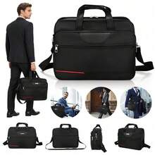 Diese multifunktionale Aktentasche/Laptoptasche bietet Platz für einen 15,6-Zoll-Laptop und lässt sich zum Tragen quer über der Schulter erweitern. Sie ist Tragetasche, Businesstasche und Dokumentenorganizer mit großem Fassungsvermögen und eignet sich für Reisen, Schule und Büro. Robust und handlich, ist sie ideal für den täglichen Weg zur Arbeit und für Damen und Herren geeignet. - Schwarz - Übersicht 1