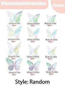 12pcs/6pcs/- Dekorasi Liburan 2025 - Dekorasi Dinding Kupu-kupu 3D, 4 Gaya 3 Ukuran, Dekorasi Kupu-kupu Emas, Dekorasi Ulang Tahun Kupu-kupu, Dekorasi Pesta Kupu-kupu, Stiker Dekorasi Kue yang Dapat Dilepas (Emas Acak) - Perak berwarna - View 6